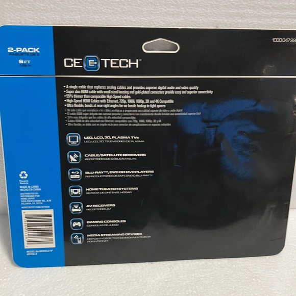 Ce E Tech super slim HDMI Cable 2 pack 6 ft 4 K compatible - Picture 2 of 2